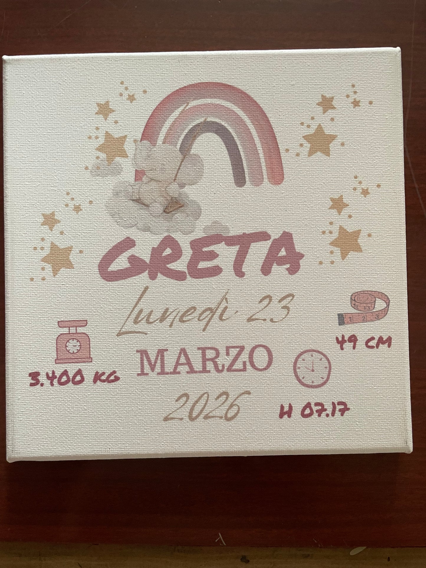 Quadretto nascita su tela
