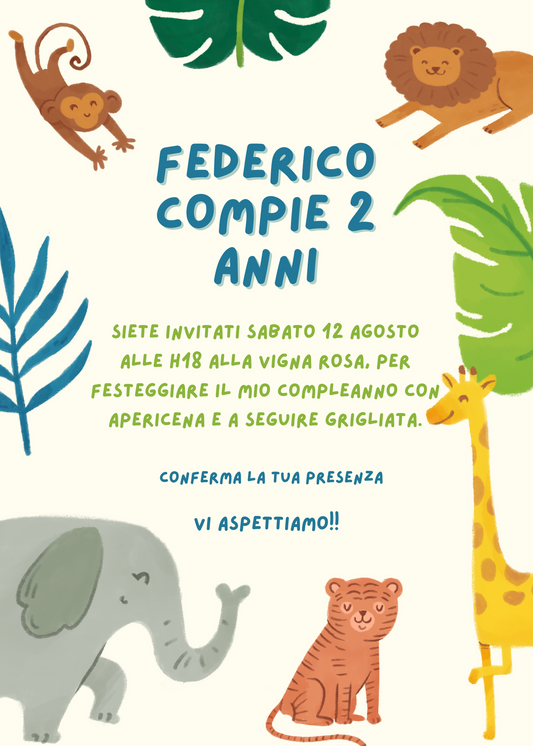 Invito Digitale Compleanno Savana