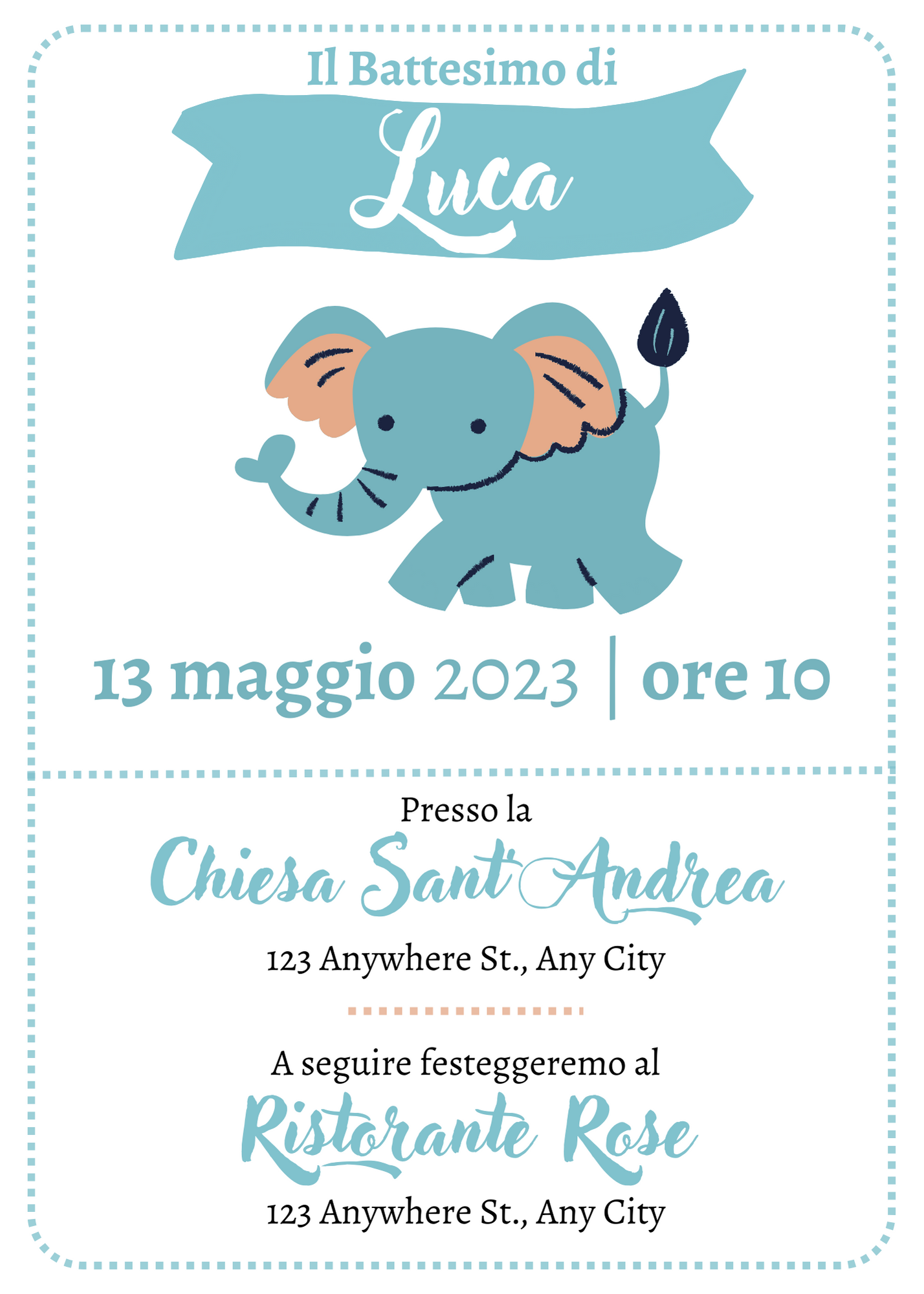Invito Digitale Battesimo Elefantino