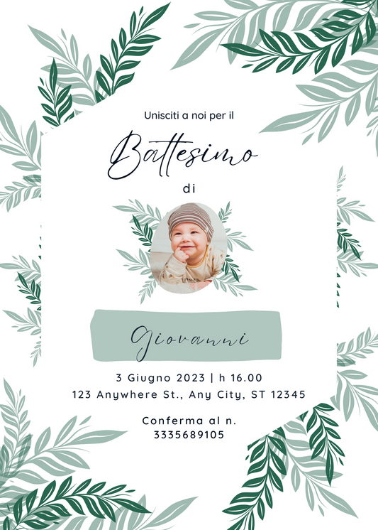 Invito Digitale Battesimo Edera