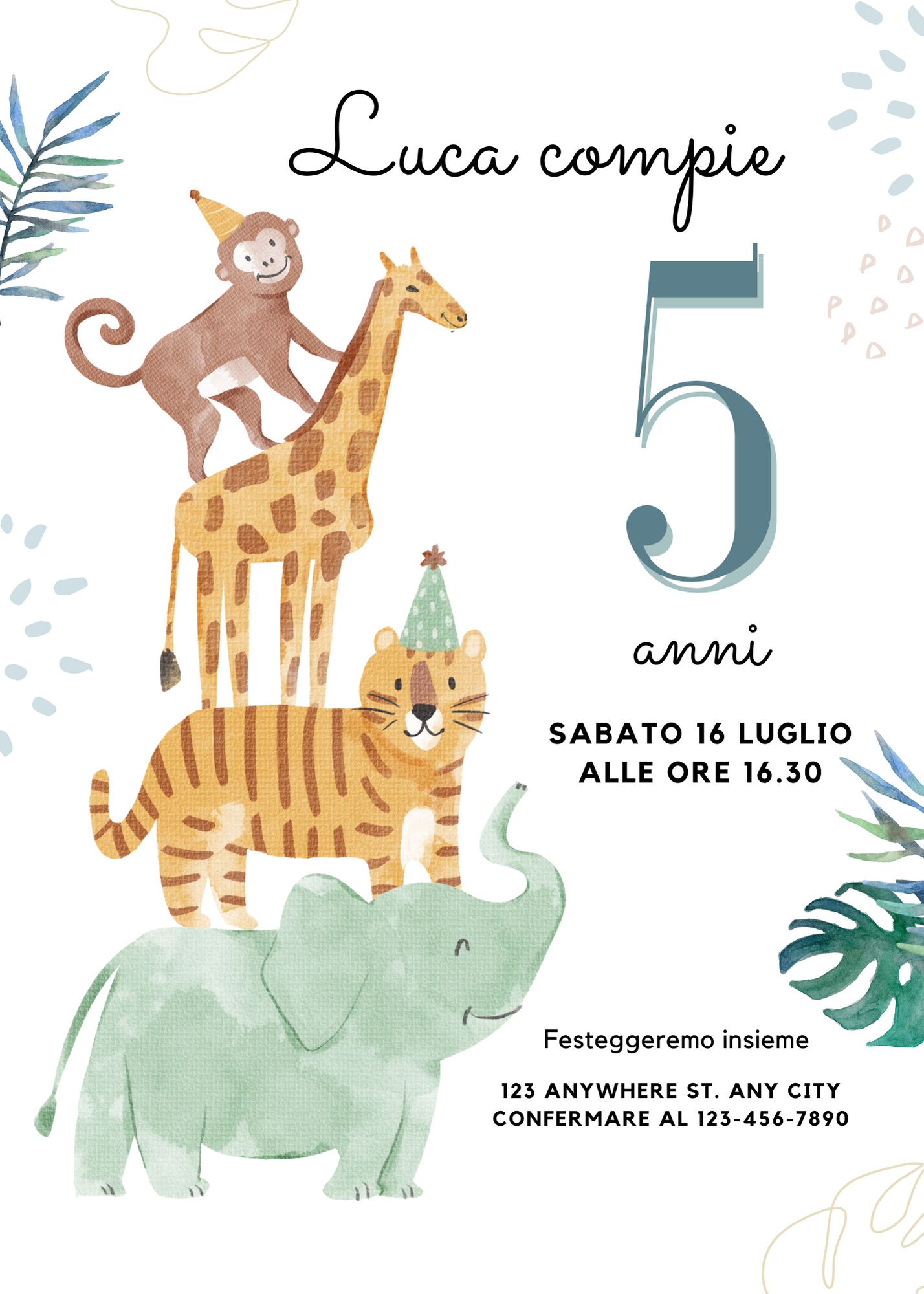 Invito Digitale Compleanno Safari